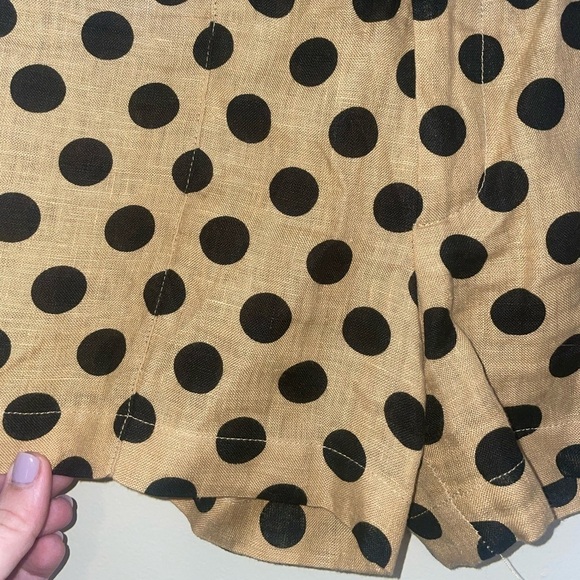 Lisa Marie Fernandez Black and Gold Polka Dot High Waist Linen Shorts Size 2 - Picture 5 of 10